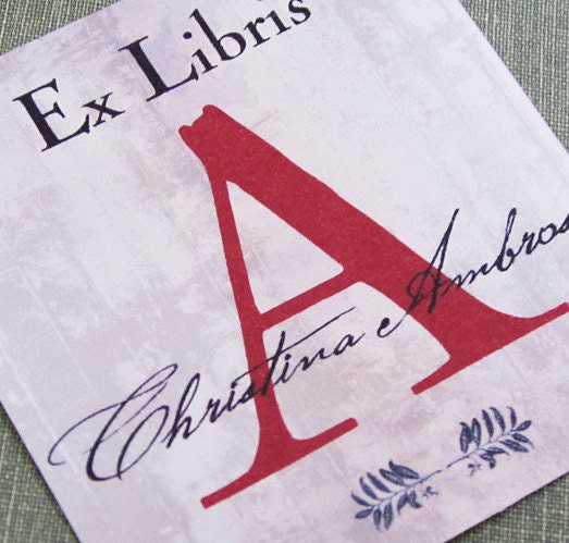 Personalized Bookplate with Scarlet Letter Initial, set of 24 - CharmingElizabeth