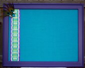 Turquoise Chevron Burlap Magnetic Board- 18" x 24"