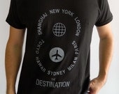 SALE - 8 Destination - Mens Tshirt - Black color / Prefect Holiday Tee Sizes- S/ M/ L/ XL/ Gift for him