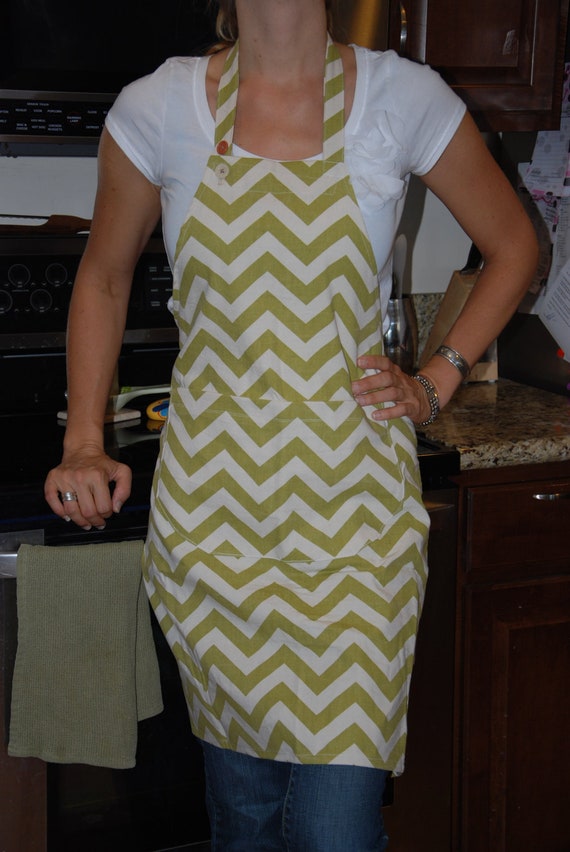 Green chevron apron