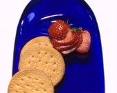 Cobalt Blue Flat Wine Bottle - cheese tray