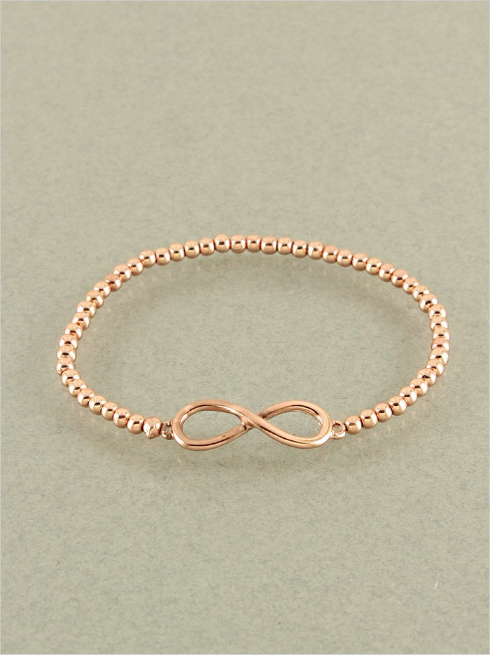 Infinity Bracelet, Tiny infinity Bracelet, Infinity  Beaded Bracelet, 14k Rose Gold Plated