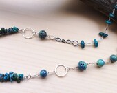 Seafoam green enamel bead and turquoise blue ocean jewelry necklace.