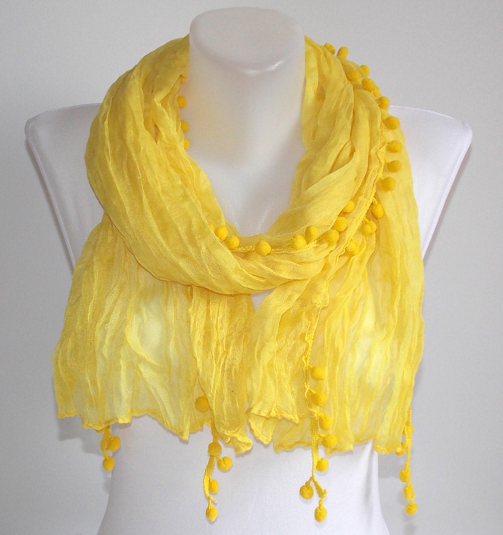 SAHRASCARF/ Yellow Scarf-Lace Scarf,WomenScarf,Soft,Shawl - Infinity Scarf - Cowl Scarf - SahraScarf