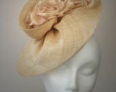 Handmade fine straw headpiece with handcrafted roses