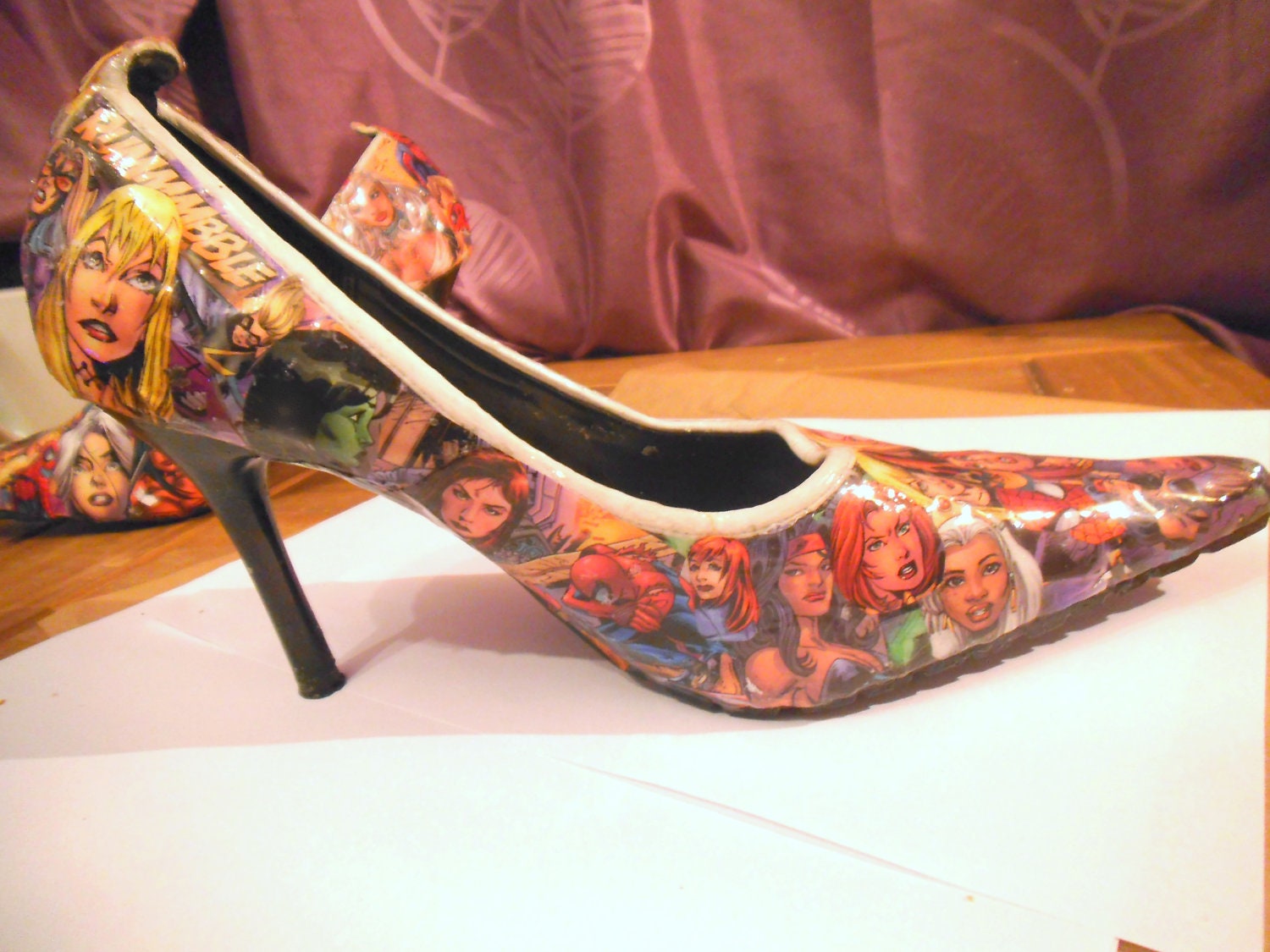 Marvel  comic con comic book heels. Geeky girlfriend holiday present