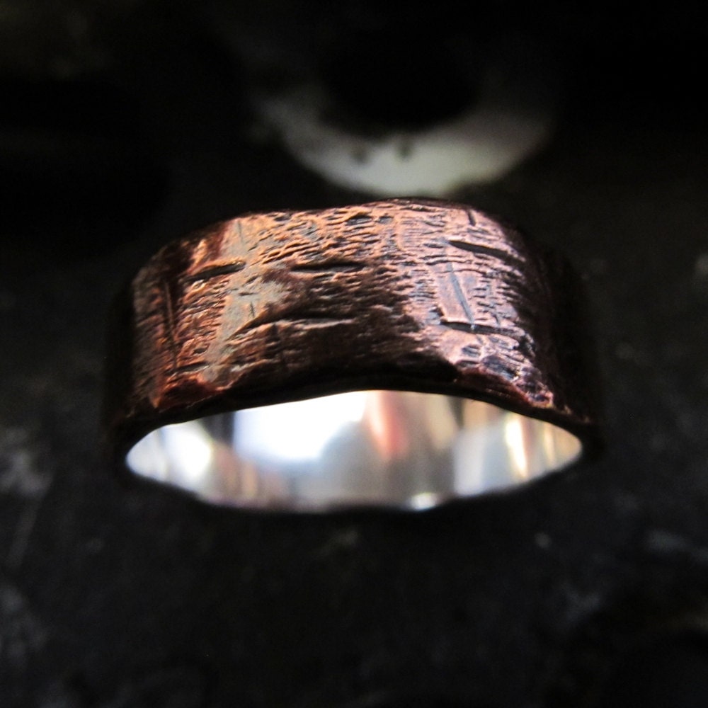 Mens gift rustic wedding band ring made to order steampunk industrial design 06