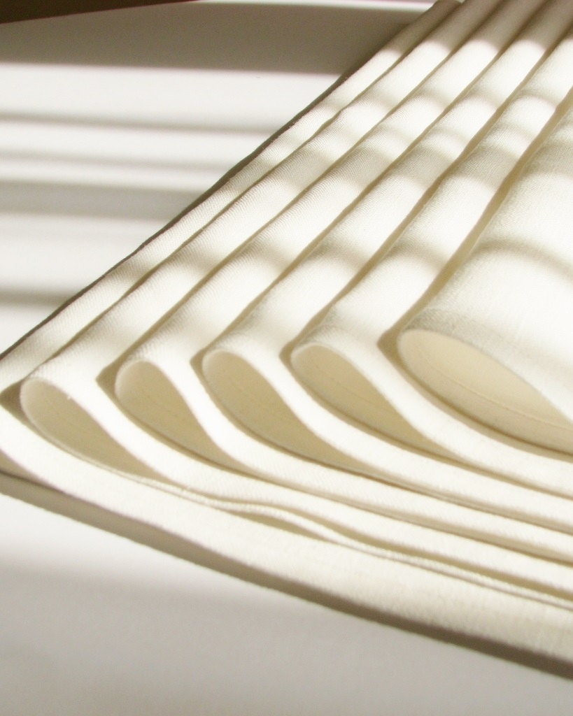 Linen napkins natural  fabric milk/cream white color -set of 6-size 17"x17"