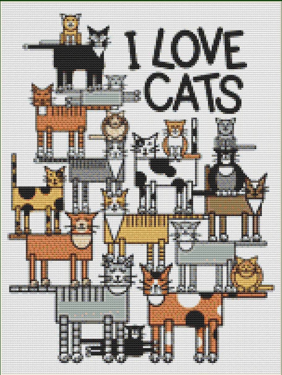 A Lover of Cats PDF Cross Stitch Pattern