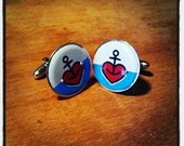 anchor heart cufflinks