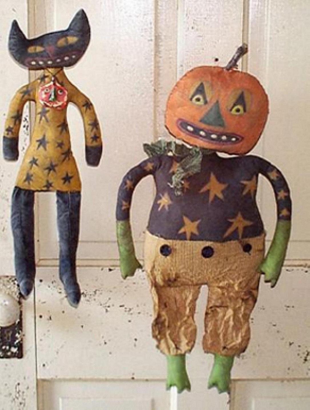 Primitive Halloween Pattern EPattern PDF Black Cat Pumpkin  JOL Doll  Folk Art by Hickety Pickety -100