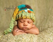 Buttons and Knots colorful stocking hat newborn boy photography prop green brown