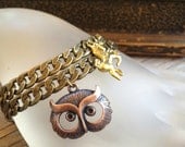 Unicorn and Owl Bronze Charm Bracelet Set