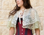 Emily Elaine Ivory and Sage Green Lace Capelet