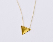 Trine - brass triangle pendant 14k gold filled necklace - modern minimal jewelry for her