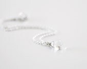 Waterdrop bracelet - clear tiny teardrop sterling silver chain - delicate jewelry - edor  gift for her