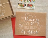 Set of 6 -  Holiday Wishes Engraved Card