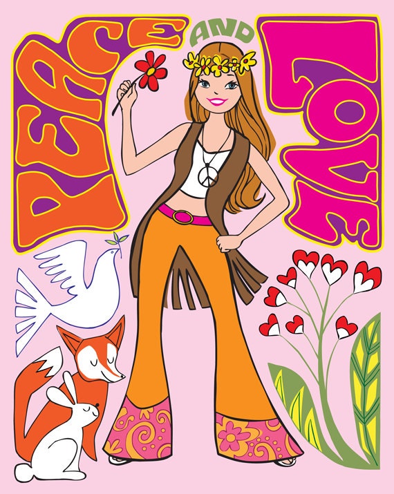 Inspirational print, retro poster, 8x10, mid century modern, wall decor, love, pink