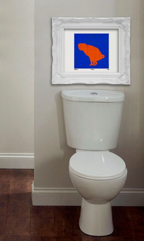 Poised Pug Dog Pooping - 8 x 10 Childrens Art Print