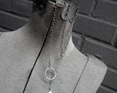 Silver Lariat Necklace Heart Artisan Recycled Sterling Long  - Roped In