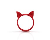 Red Cat ring, Cat Ears Ring, animal ring, fashion cool ring, cute kawaii ring, Neko ears, for the feline girlfriend, for the cat woman