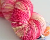 Fingering Hand Dyed Yarn - Superwash British Falkland Merino / Nylon - 465 yards - Snapdragon in Fucsia and Yellow