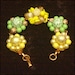 SPRING SALE Repurposed Cluster Bead Sunny Yellow and Green Earring Bracelet OOAK