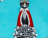 King For a Day Original Cat Folk Art Painting
