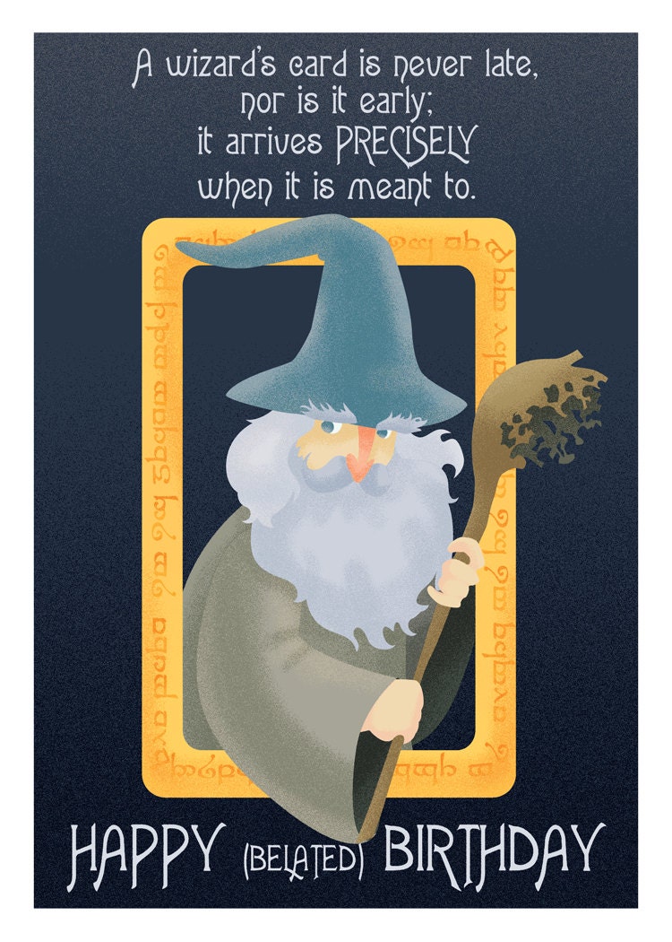 Belated Wizard Geeky Greeting Card