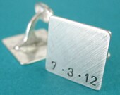 Personalized Square Cufflinks - Solid Sterling Silver Cuff Links