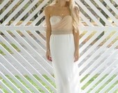 Magdalena: Strapless corset bustier blush ivory wedding gown