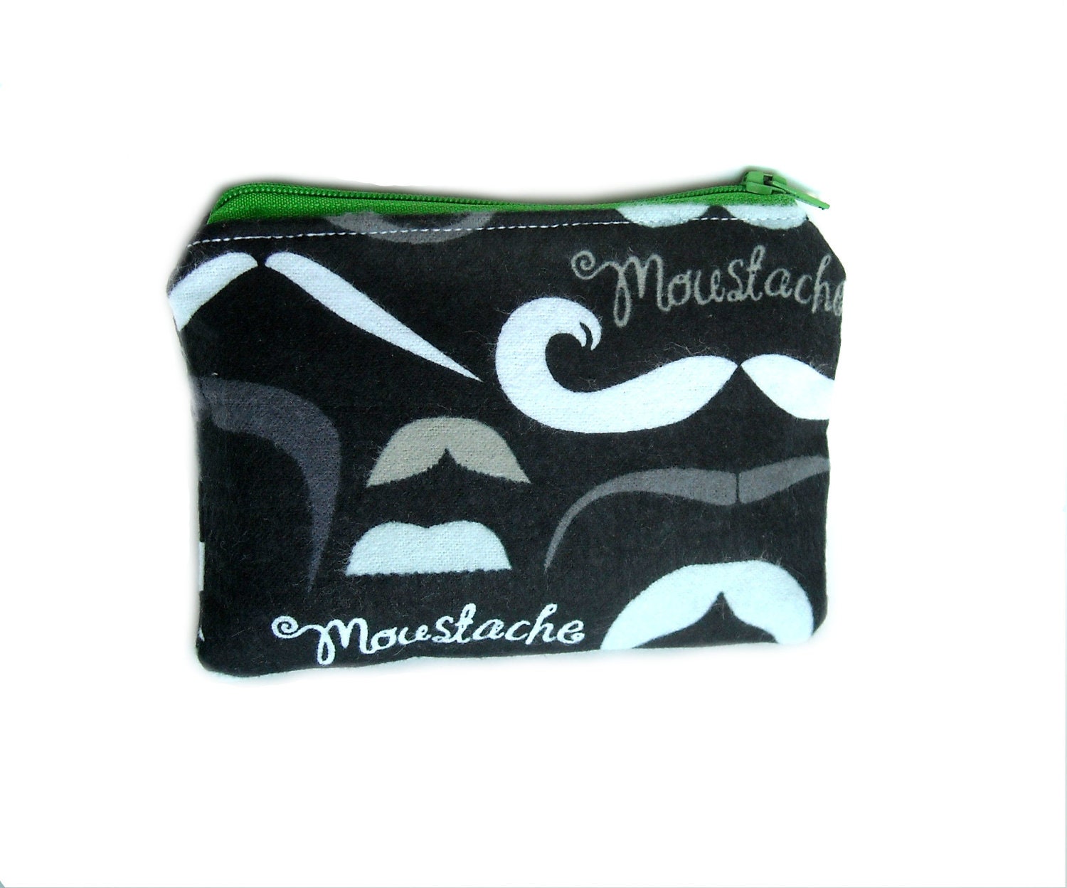 Mini Zipper Pouch / Cute Camera Bag in Modern Moustache Print - K