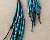 Vegan Feather Hemp Earrings - Black and Blue
