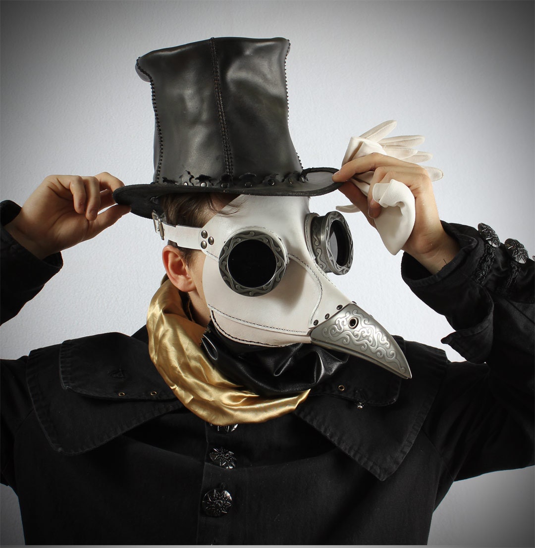 Ichabod, Steampunk Plague Doctor Mask in white