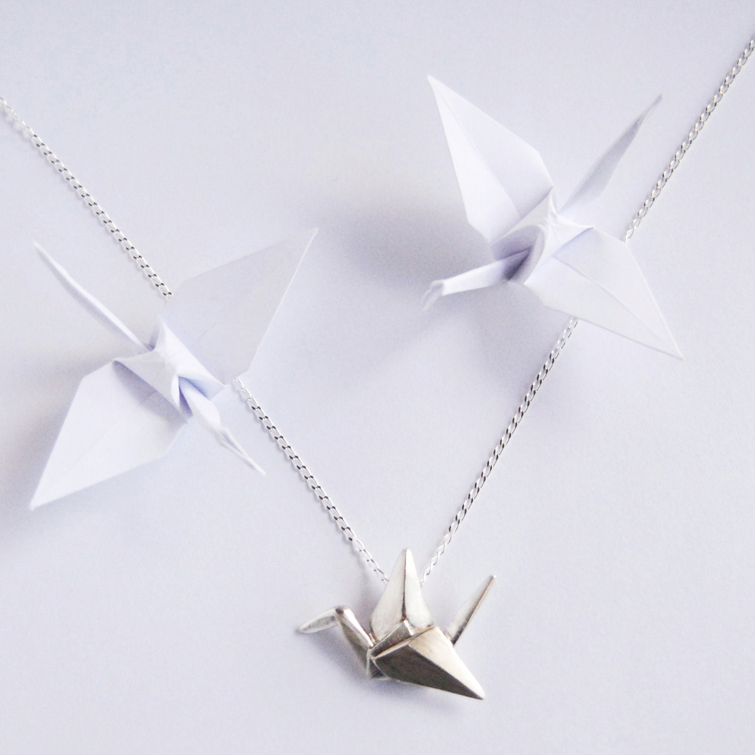 Sterling Silver Origami Crane Pendant