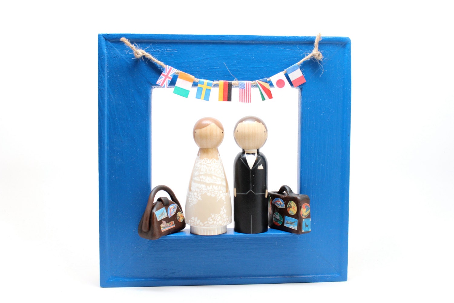 The Original Cake Toppers and FRAME, LUGGAGE, BANNER - Destination Wedding, World, Travel, International Custom Wedding Cake Toppers