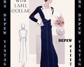 Vintage Sewing Pattern 1930's Dress With Button Trim in Any Size Depew 1117 - A Draft at Home Pattern -INSTANT DOWNLOAD-