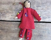 vintage c. 1940s beaded leather Native American brooch // handmade folk art camp craft