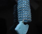 Baby Blue Bird charm beaded dreadlock bead or cuff in sky blue beads
