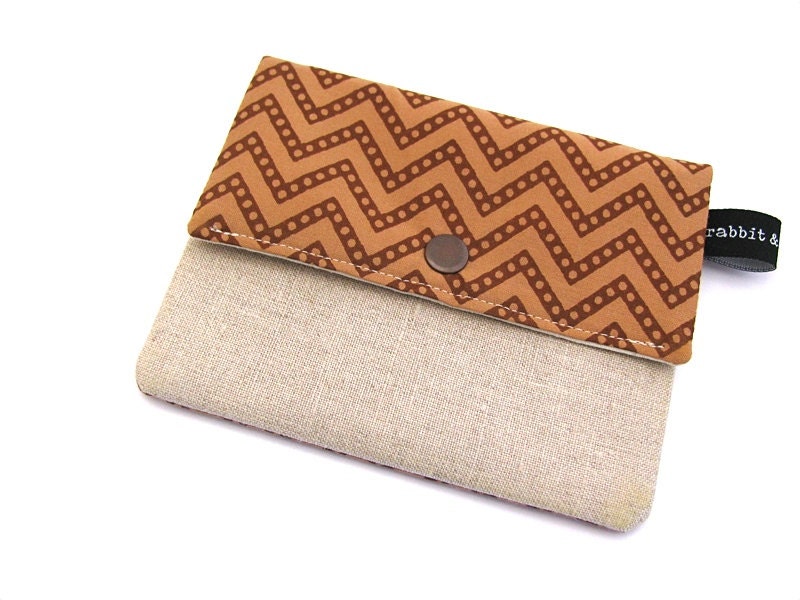 Purse / Coin Purse / Card Pouch - Hand Printed Cotton & Linen with Snap Closure