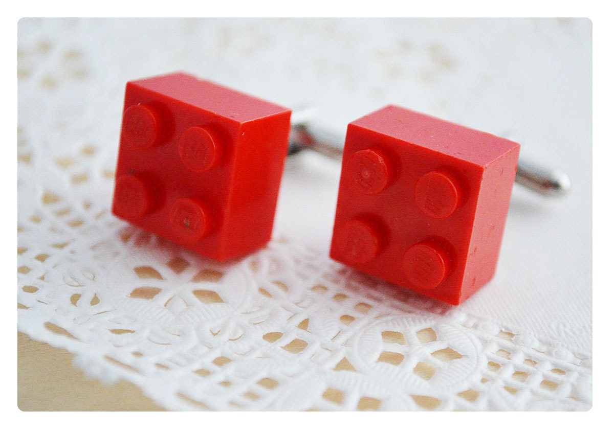 Cufflinks With LEGO Bricks - Red Lego Cufflinks Groomsmen Gift - Graduation Gift
