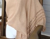 Beautiful drop-stitch design handwoven tea-dyed cotton shawl