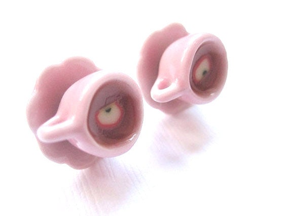 Pink Tea Cup Earrings