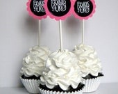 Fabulous at 40 Birthday Cupcake Toppers, Hot Pink and Black, Set of 12 Il_170x135
