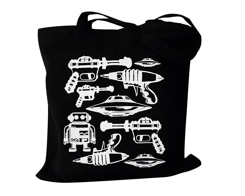 RAYGUN ROBOT Sci-Fi Tote Bag - Ray Gun UFO Totebag