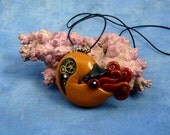 Brass Steampunk Nautilus Necklace, Polymer Clay Neo-Victorian Jewelry