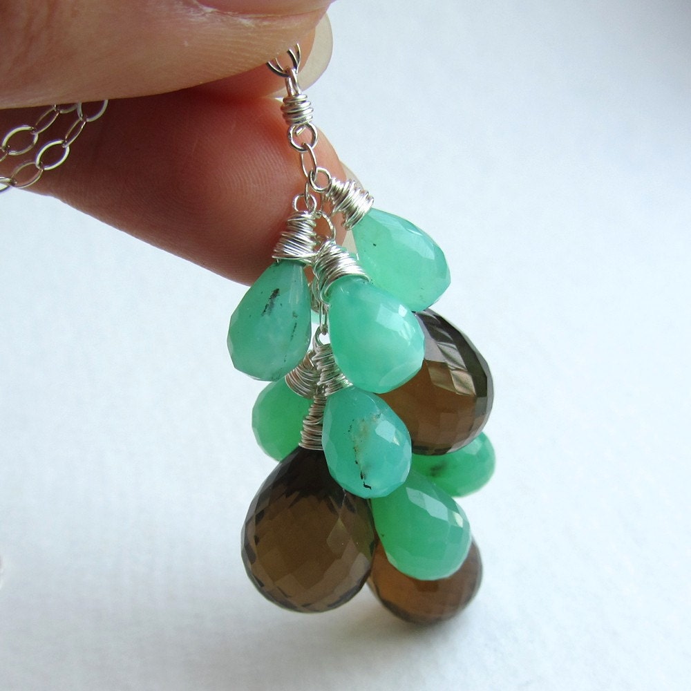 Chrysoprase and Whiskey Quartz Necklace