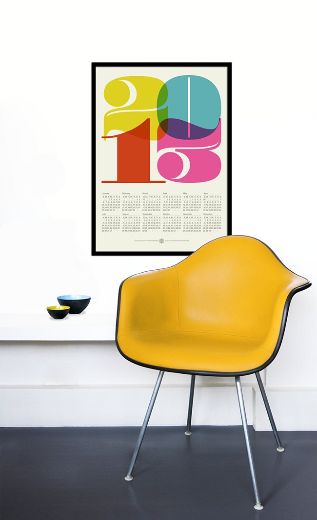 2013 calendar poster print vintage kitchen art Mid Century Modern retro office Eames - 50 x 70 cm