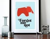 Poster, eames poster print,  Mid century modern, retro, kitchen art, office art, nursery art - Forget Me Not A3