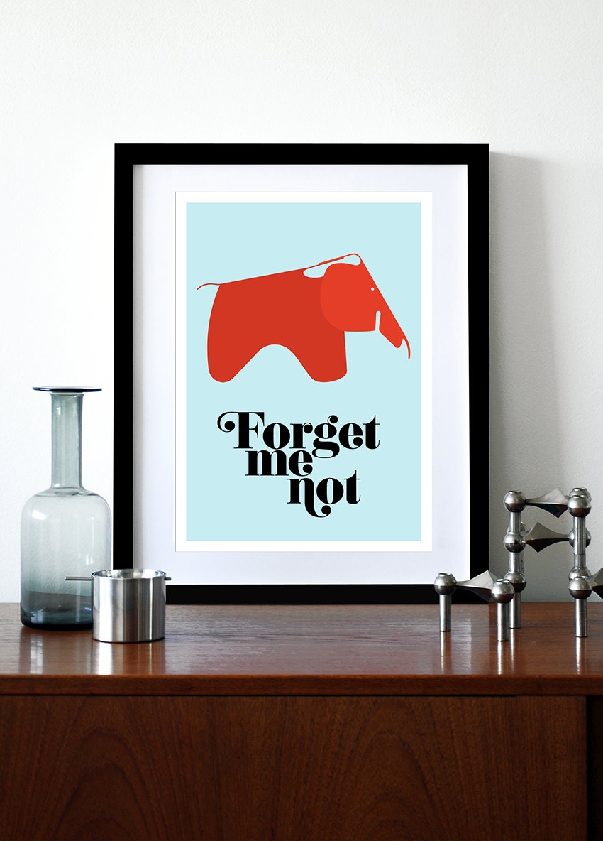 Poster, eames poster print,  Mid century modern, retro, kitchen art, office art, nursery art - Forget Me Not A3